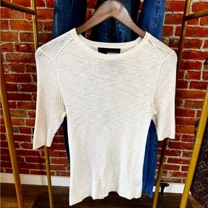 Elegant 360 Sweater White Ribbed Women's Top
